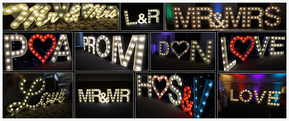 Love letter hire, light up letters north east